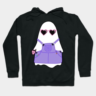 Trendy Ghoul in overalls and heart sunglasses Hoodie